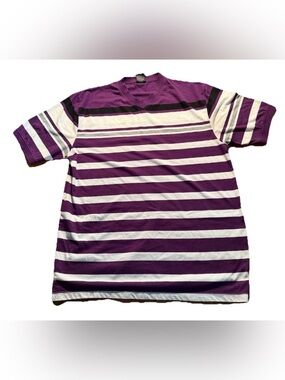 Black Lacquer Mens 3XL Purple White Black Striped V-Neck Short Sleeve T-Shirt